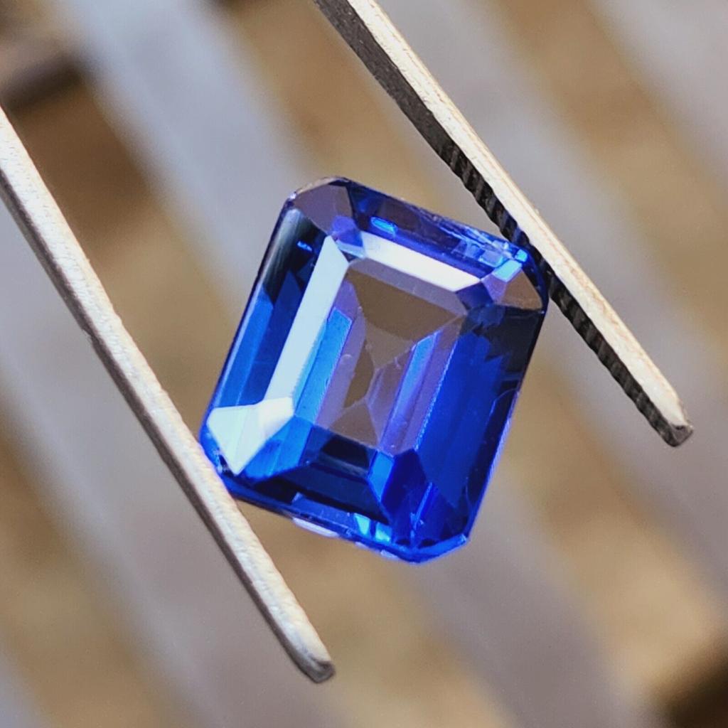 12 Cts Heated Ceylon Blue Sapphire Emerald Cut Certified Loose Gemstone