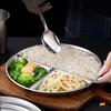 Stainless Steel Dinner Plates Silicone Suction Divided Serving Tray Stackable Breakfast Plates Kids Snack Tray Lunch Container for School