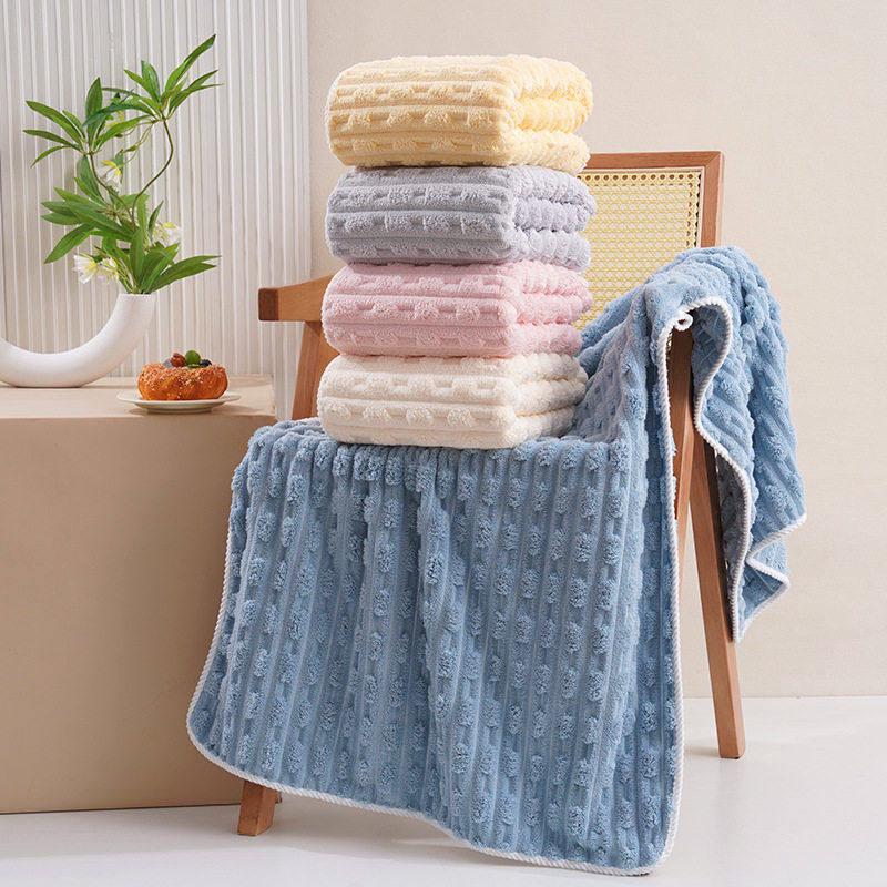 Soft Bamboo Coral Fleece Bath Towel - Thick, Absorbent, and Skin-Friendly