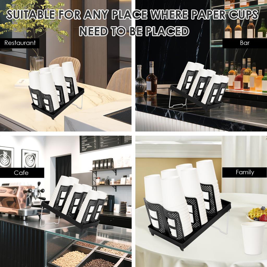 Disposable Cup Holder Adjustable Paper Cup Dispenser Coffee Cup Storage Rack with Straw Holder Counter Desktop Organizers