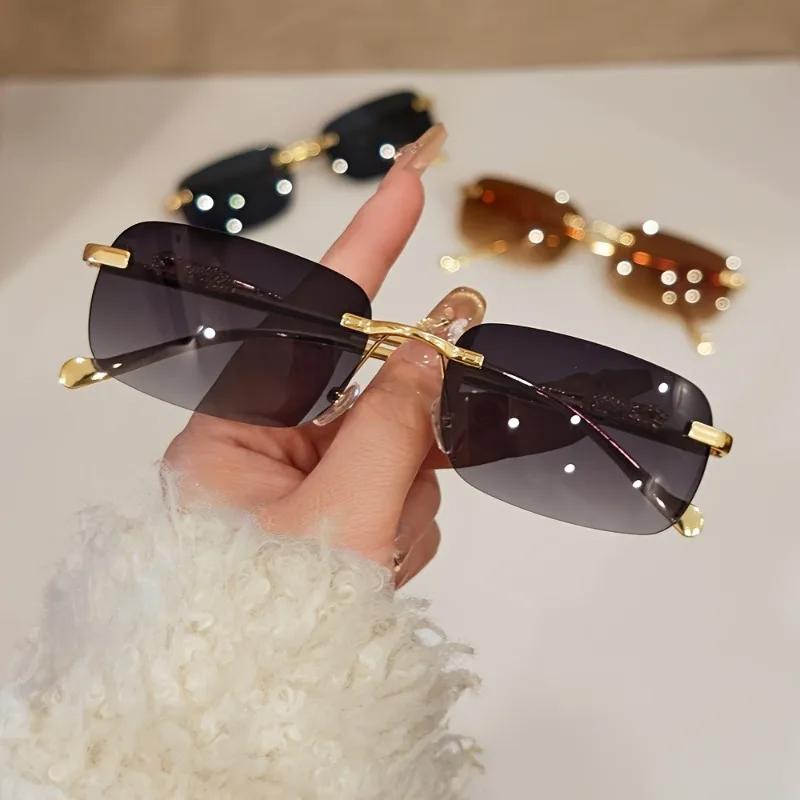 1Pcs Retro Sunglasses Men Fashion Rimless Sun Glasses Shades Cutting Lens Frameless Eyeglasses