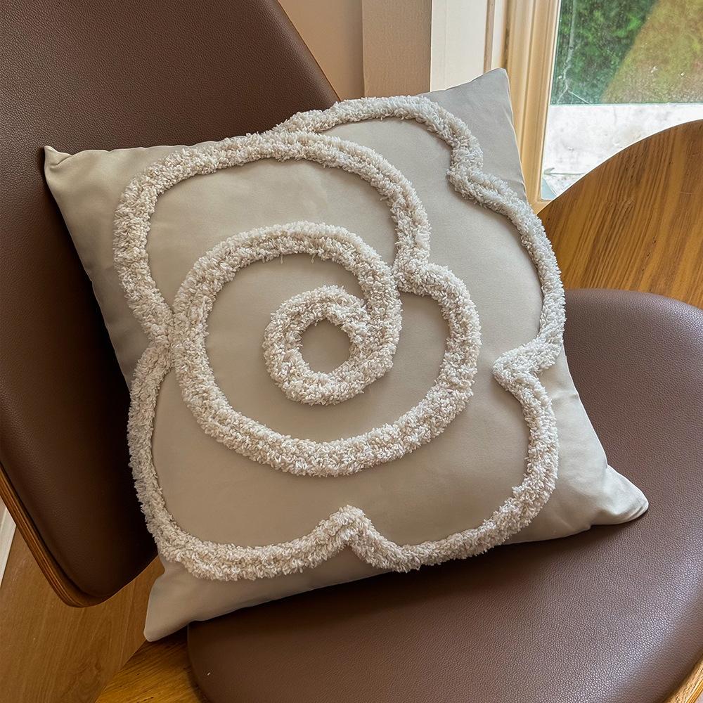 Bohemian Pillowcase Minimalist Pillow Cover Tufted Cushion Case Rose Floral Sofa Decor Ins Style Bedroom Accent Nordic Accessory