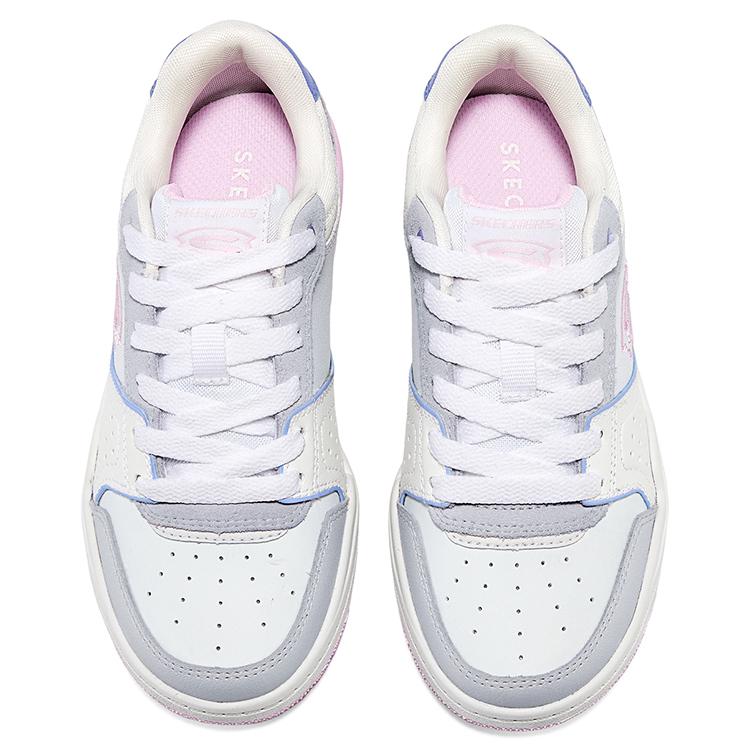 Skechers Kids Street Girls Retro Fashion Lightweight Slip-Resistant Durable Low-Top Sneakers Kids Sneakers White Gray Pink 310230L-WMLT