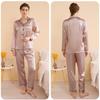 Plus Size Women's Silk Pajama Set - Long Sleeve & Pants for Spring/Summer