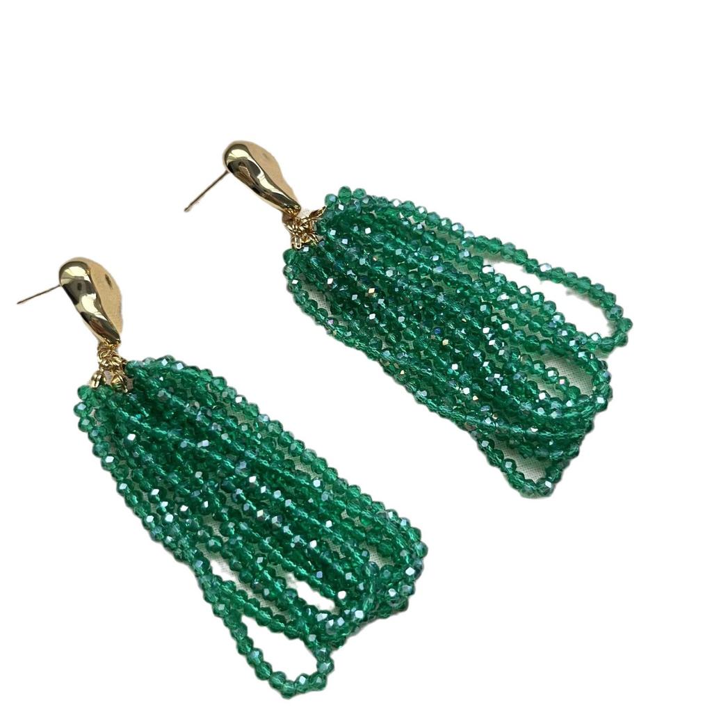 Temperament White Acrylic Exquisite Fringed Earrings Fashionable Versatile Women'S French Design Light Luxury High-End Stud Earrings