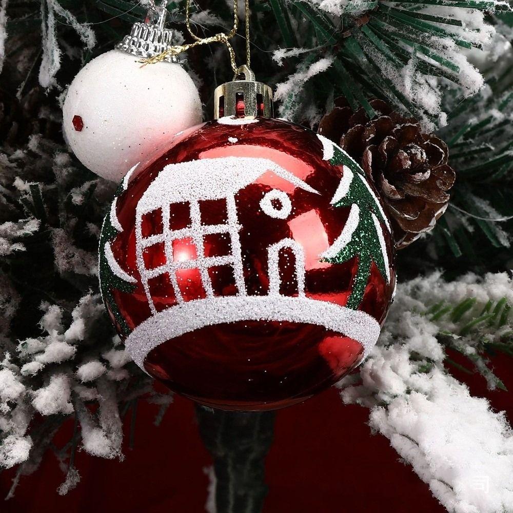 6Pcs 6cm Plastic Christmas Ball Painted Xmas Tree Decor Ball Set Festive atmosphere Christmas Ball Pendant