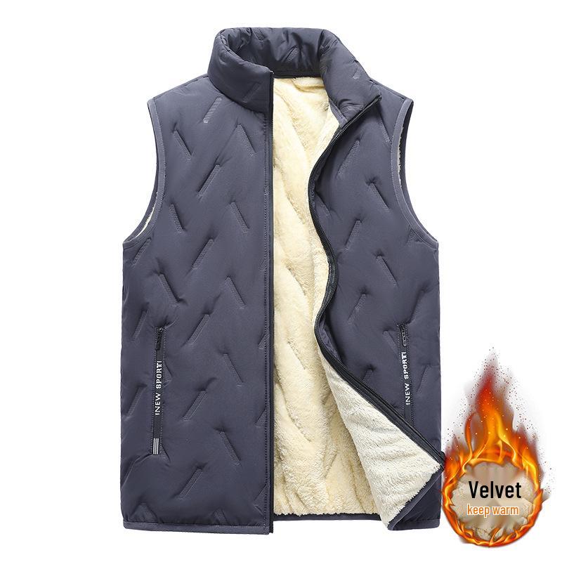 Unisex Plus Size Winter Thickened Down Cotton Stand Collar Vest