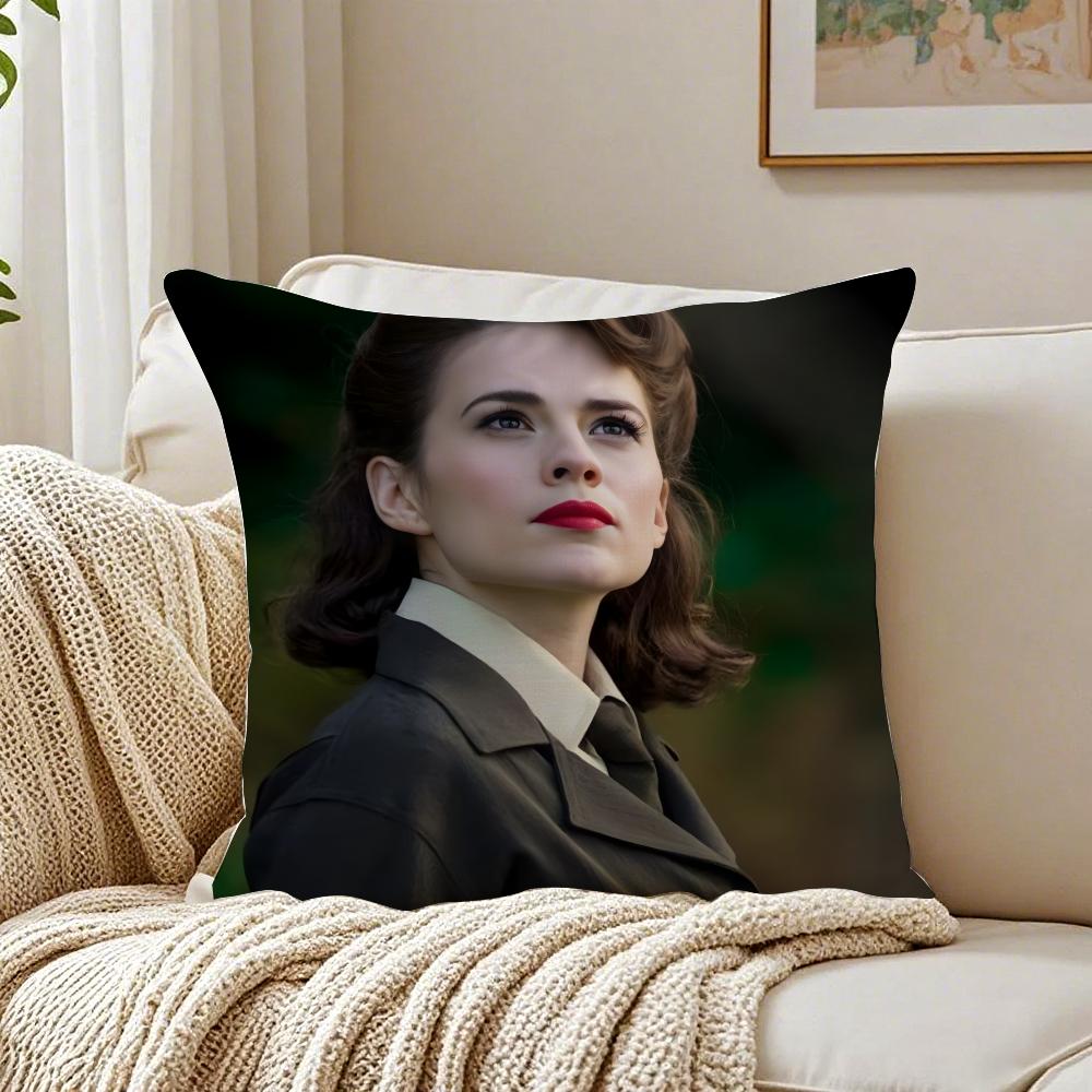 HHayley Atwell Cushion Cover Linen Pillowcase Soft for Sofa Bed Home Room Decor