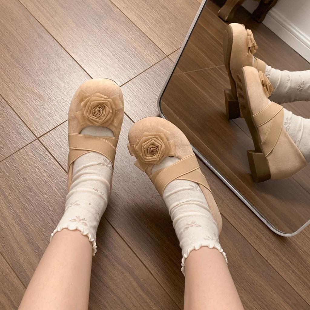 Fashion temperament retro thick heel shallow mouth inner height increase single shoes women's 2025 new summer skirt Mary Jane shoes