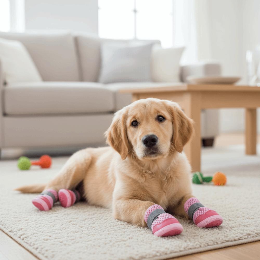 4pcs/set Breathable Anti-Slip Dog Boots Wear-Resistant Dog Paw Protectors  Night-time Walking