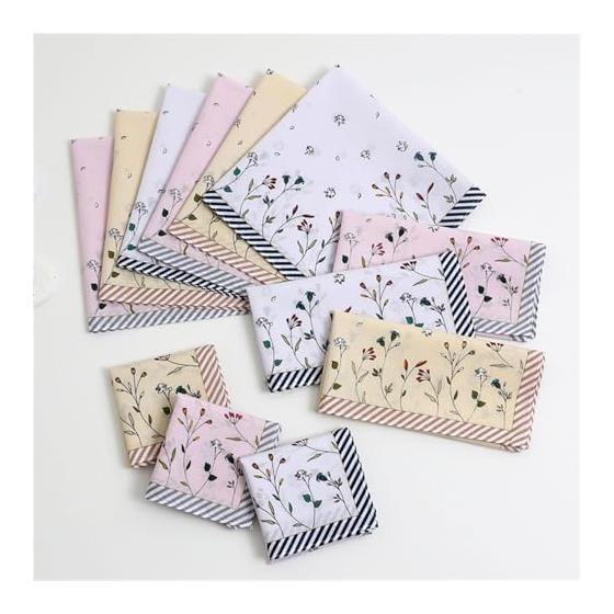 [KRYTJACZ] Lady Square Handkerchief Cotton Flower Women Children Printed Face Hand Towel Handkerchief Wedding Soft Handkerchief for Women