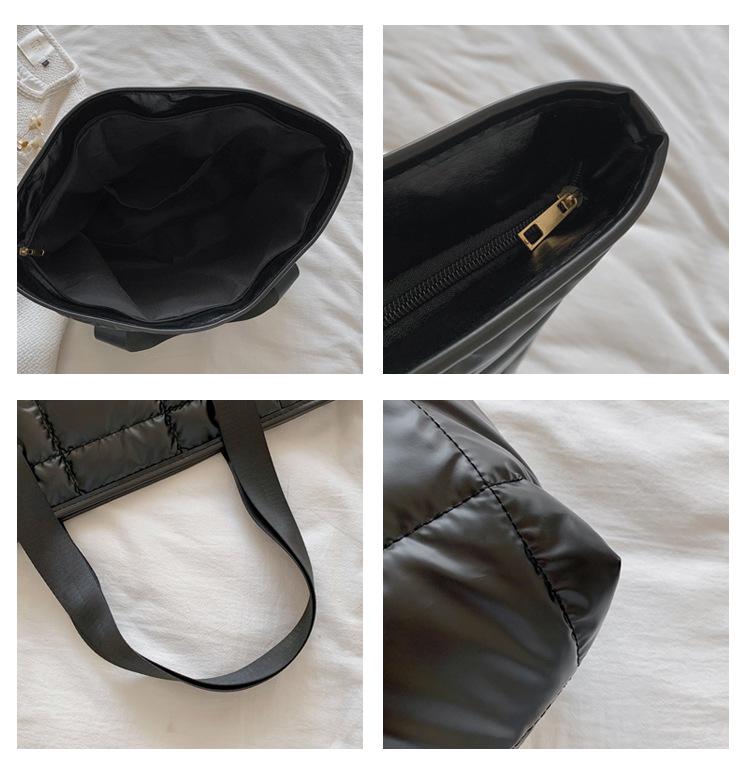 Korean Style Cotton-Padded Women's Fashion Tote Bag, 2023 Large Capacity Lightweight Shoulder Commuter Bag