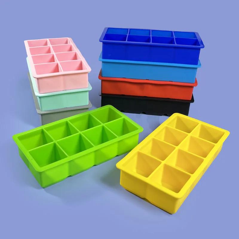 4PCS/Set Silicone Ice Cube Mold Big Square Ice Cube Tray Ice Cube Maker Non-toxic Reusable Bar Pub Wine Ice Blocks Maker