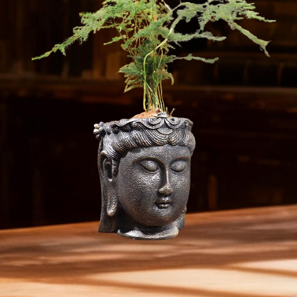 Buddha Head Planter Housewarming Gift Decor Plant Flower Container Plant Pot Flower Pot for Backyard Farmhouse Study Room Garden