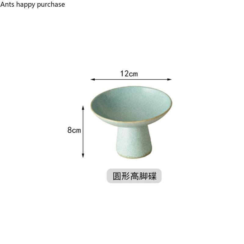 Hochfüßiges Erfrischungstablett Runde Keramikplatte Snackschale Obstschale Salatschüssel Dessertschale Trockenobstteller Schale Kuchenform