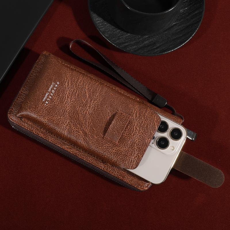 Men's Soft PU Leather Long Wallet Multi Card Card Holder Cash Purse Clutch Bag Ultra Thin Wallet Money Clip with Mobile Wallet