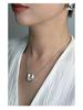 Korean Minimalist Geometric Crystal Earrings & Necklace Set with Adjustable Ring