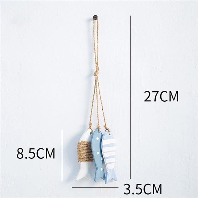 Wooden Fish Pendant Home Decor Hanging nament Curtain Decoration Wind Chimes Sea Pendant Kindergarten Wooden Fish String Small