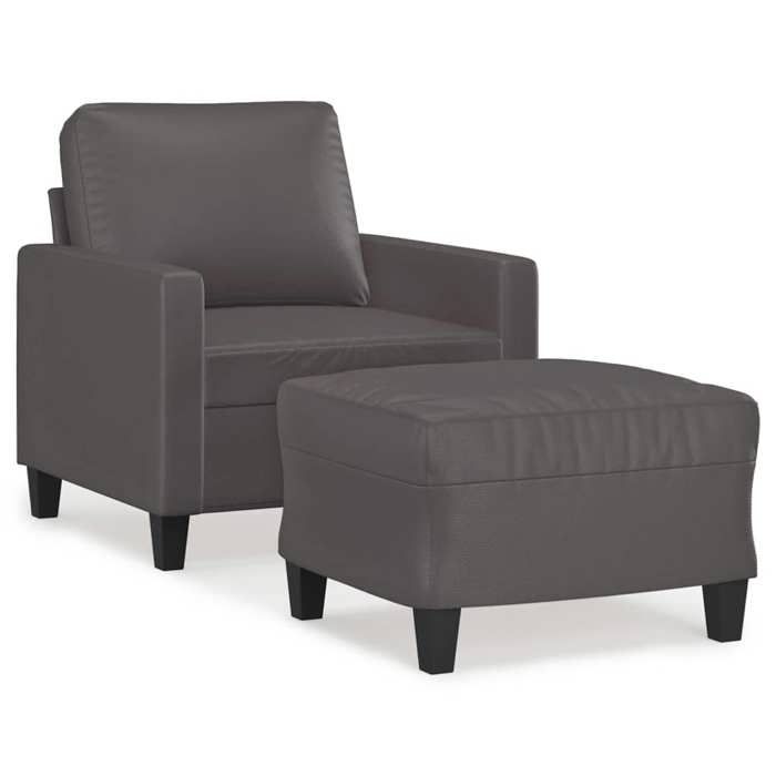 VidaXL Armchair with Footrest Grey 60 Cm Faux Leather, Sofa, Armchair, TV Armchair, Single Sofa, Seat, Recliner Sofa, 3201021