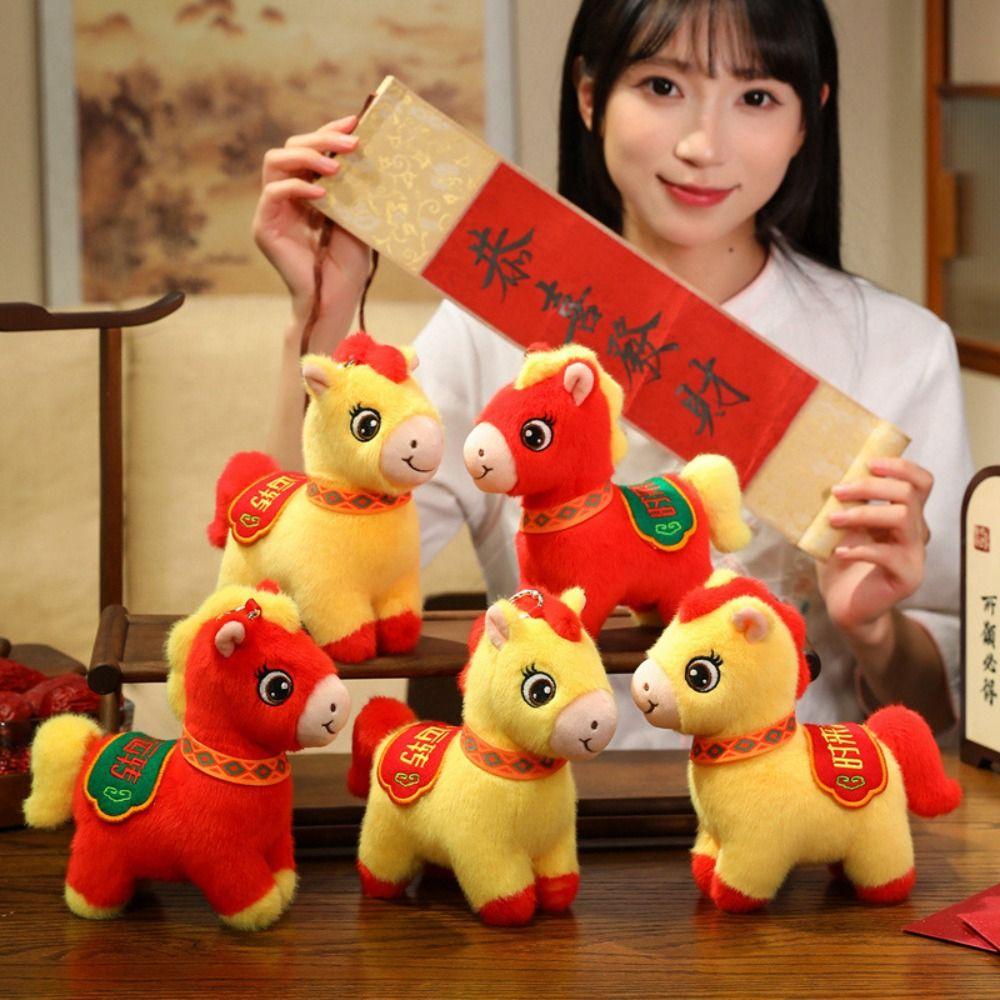 Chinese Style Lucky Pony Pendant PP Cotton Chinese Horse Plush Doll  Year of Horse
