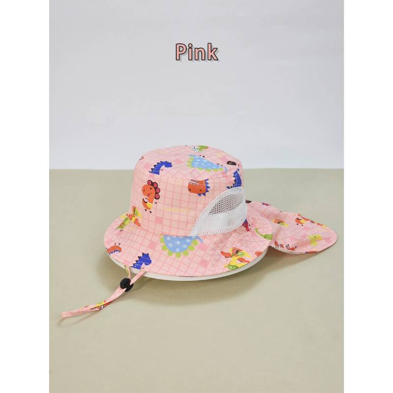 Summer Kids Sun Hat With Wide Brim Cotton Polyester Uv Protection For Boys Girls