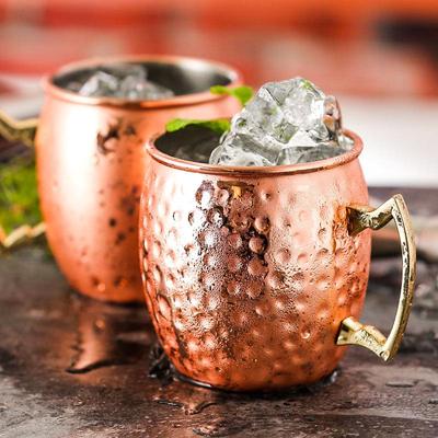 Gehämmerter Kupfer Moscow Mule Becher - Edelstahl Cocktail- & Weinglas