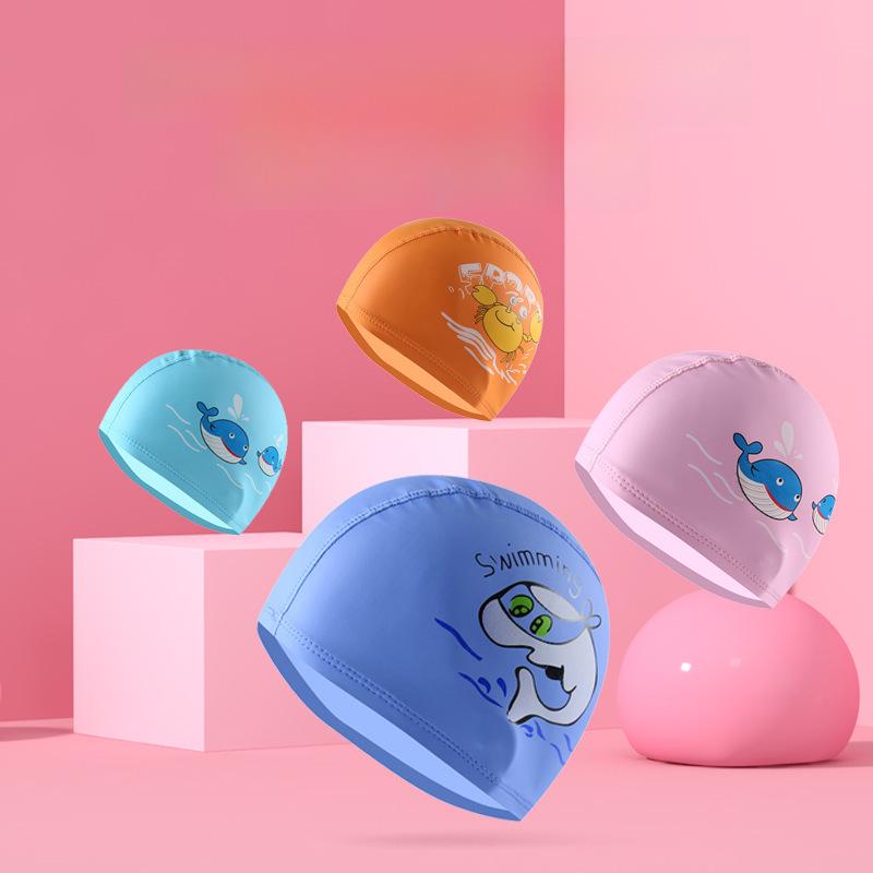 

Kids Cartoon Swim Cap with Waterproof Ear Protection & High Elasticity - Comfortable PU Cap for Boys & Girls, Customizable Logo Available.