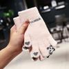 Autumn and winter five-finger gloves knitted student thickened cartoon panda cute warm