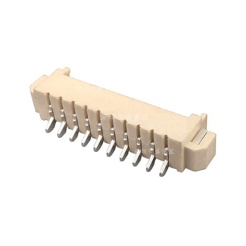 10-Pin 1.25mm Light Yellow SMT Wafer Connector with Copper Crimp Terminal; Horizontal and High-Temperature Resistant