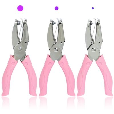 Metal Handheld Paper Punch Single-Hole Tag Punch Set with Plastic Handle for Circle Holes for DIY Craft Tag