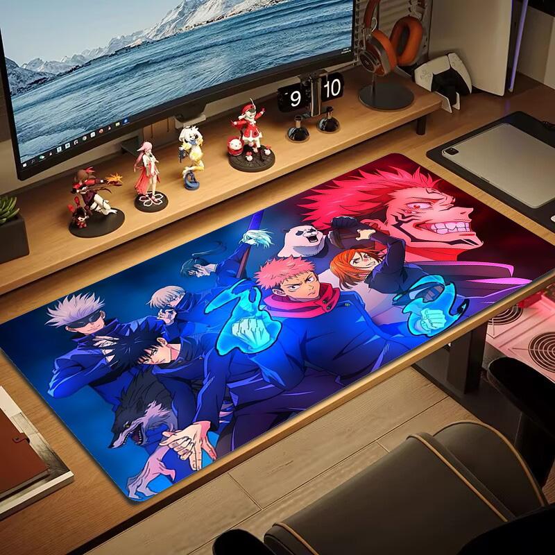 Jujutsu Kaisen Farb-Mauspad Großes Gaming-Tischkissen Rutschfestes Laptop-Tablet Großes Mauspads XXL Matte Mini-PC-Spielmatte Mit Verriegeltem Rand 50cmx100cm(19.6x39.4inch)