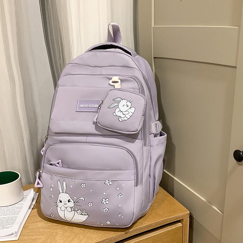 Cartoon Women's Backpack Large Capacity Student Schoolbag with Coin Purse