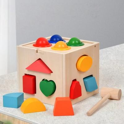 Montessori Inteligenční přiřazovací krabice Geometrické tvary 3D puzzle Raná výchova Trojrozměrná dřevěná párovací stavebnice