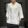 Kurzarm-T-Shirt für Herren, Sommer, große Größe, V-Ausschnitt, Eisseide, Dreiviertelärmel, T-Shirt für Herren, lockere Halbärmel