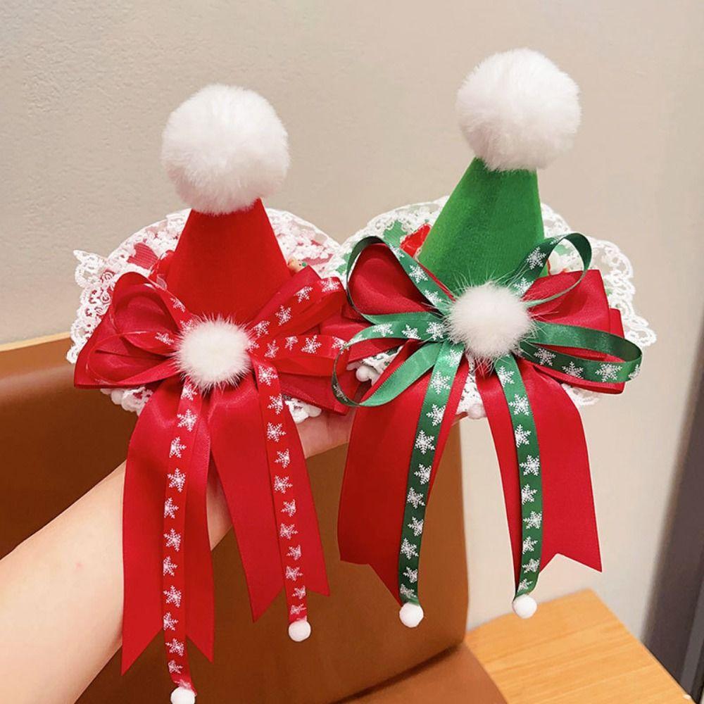 Bowknot Christmas Hat Hairpin Merry Christmas Decor Christmas Hat Headband  Girls
