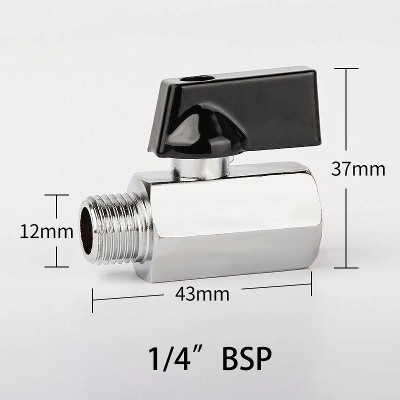 1/8" 1/4" 3/8" 1/2" Threaded Mini Brass Ball Valve BSP Male To Female Air Compressor Water Gas Oil Shut Off Valve