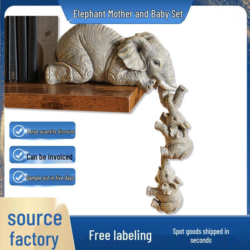 Resin Elephant Figurines: Parent and Baby Elephant Home Decoration