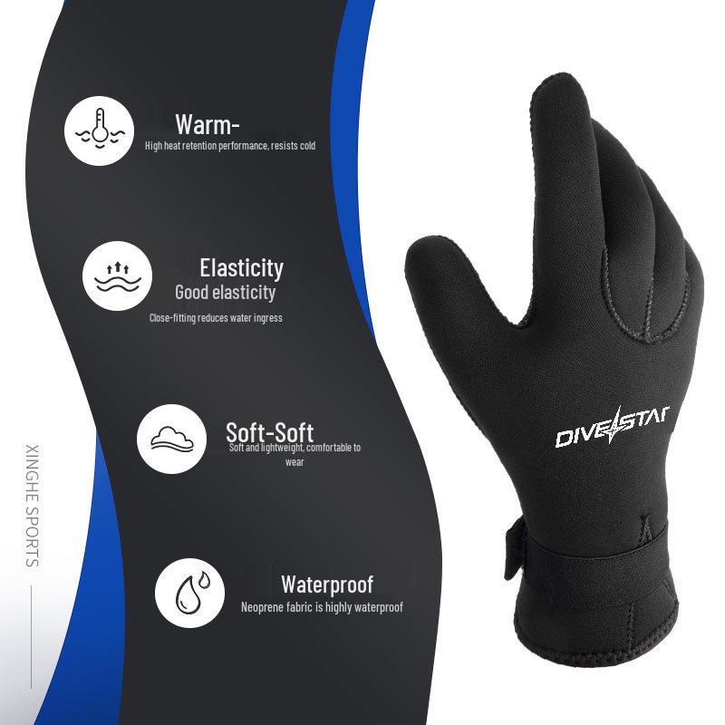 Substar 3/5mm Anti-Slip Diving Gloves: Snorkeling, Surfing, Anti-Cut, Warm, Wear-Resistant; Ideal for Winter Swimming & Fishing.