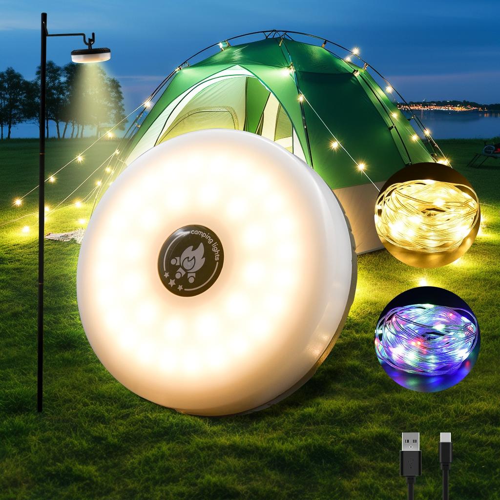 Multifunction LED Camping Reel String Lights 10M USB Outdoor Portable Tent Lamp Night Lights for Garden Patio Room Party Decor