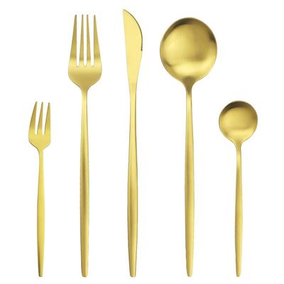5 st Guld Bestick Bestick Set Kniv Tårta Gaffel Tesked Middags Bestick Rostfritt Stål Bestick Hem Kök Silver Set