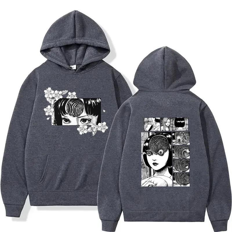 Japanese Anime Printed Hoodie Men Women Harajuku Retro Round Neck Long Sleeve Pullover Autumn Winter Fleece Sweatshirts