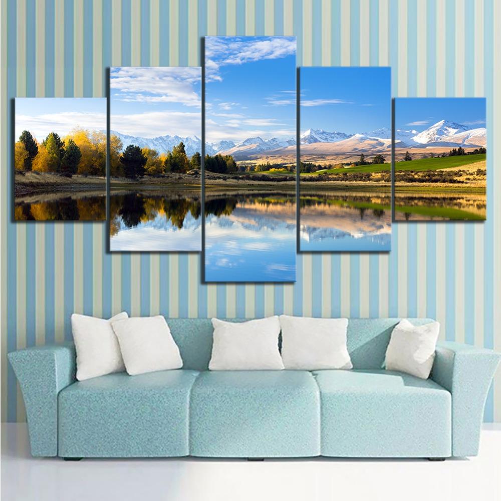 

5 частей пейзажа настенное искусство холст картина холст гостиная картина современный декор картина постер декор для дома Medium Size Unframed Canvas