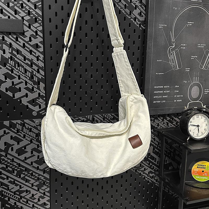Shoulder Bag Men'S Trendy Brand Messenger Bag Retro Simple Canvas Bag Large Capacity Student Commuter Mailman Bag Women