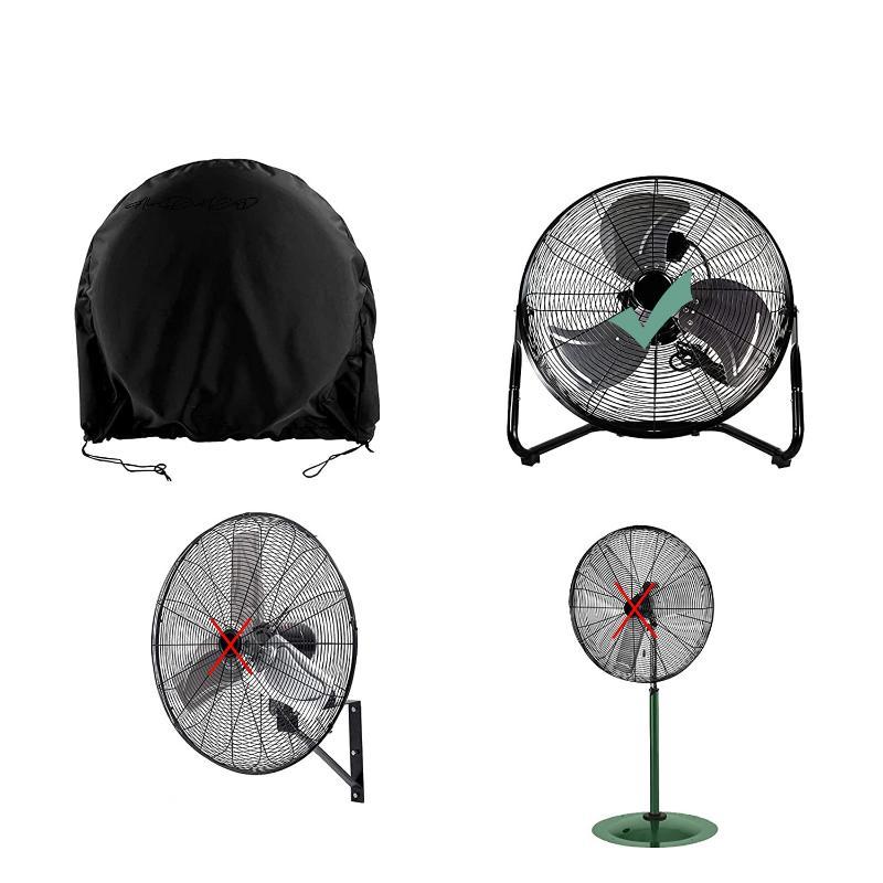 Universal Fit Industrial Outdoor Fan Cover Oxford Fabric Silver Coated Waterproof UV Dust Proof Heavy Duty Protective Case