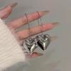 Silver Big Heart Pendant Earrings For Women Exaggerated Metal Geometric Huggie Hoop Earrings Jewelry Gift