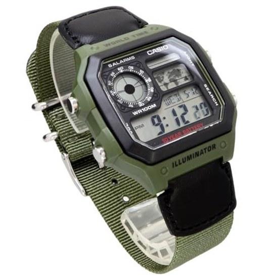 CASIO World Time digital wristwatch AE-1200WHB-3BV green overseas model