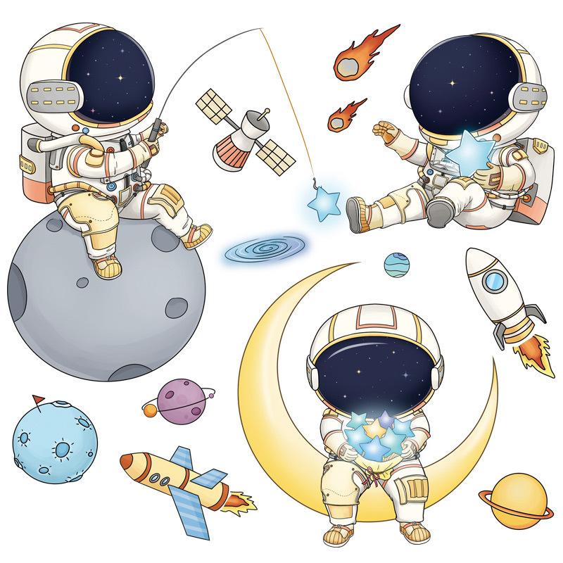 Travel Sky Cradle Astronaut Wall Decal Children's Room Kindergarten Classroom Decoration Rocket Wall Decal
