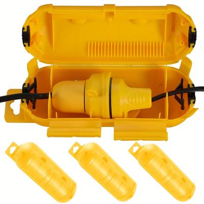 Extension Yellow Cord Safety Cover with Waterproof Seal, Weatherproof Electrical Connection Box To Protect Outdoor Outlet Plug