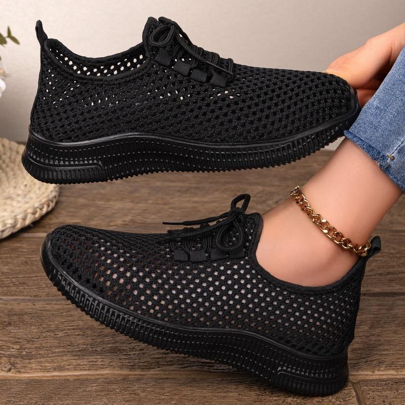 Spring and Autumn New Casual Flying Weaving Single Shoes Polyurethane Breathable Sneakers Large Size Spot Women's Mesh Shoes