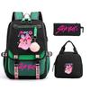 Animation Cartoon Printing Student Schoolbag Three-Piece Set Campus Trend Men And Women Versatile Casual Backpack Large Capacity